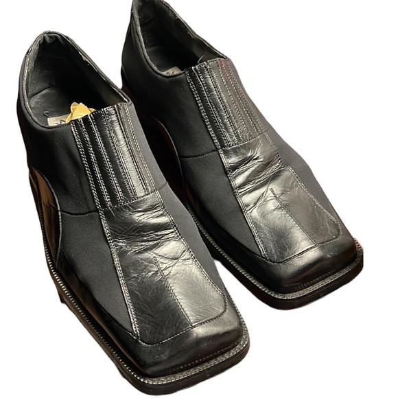 Men Marco Vicci Infiniti Leather and Neoprene Loafer Black Sz 11 - Picture 1 of 10